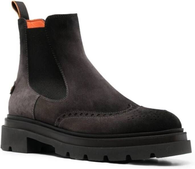 Santoni Grijze Suède Elastische Enkellaars Gray Heren