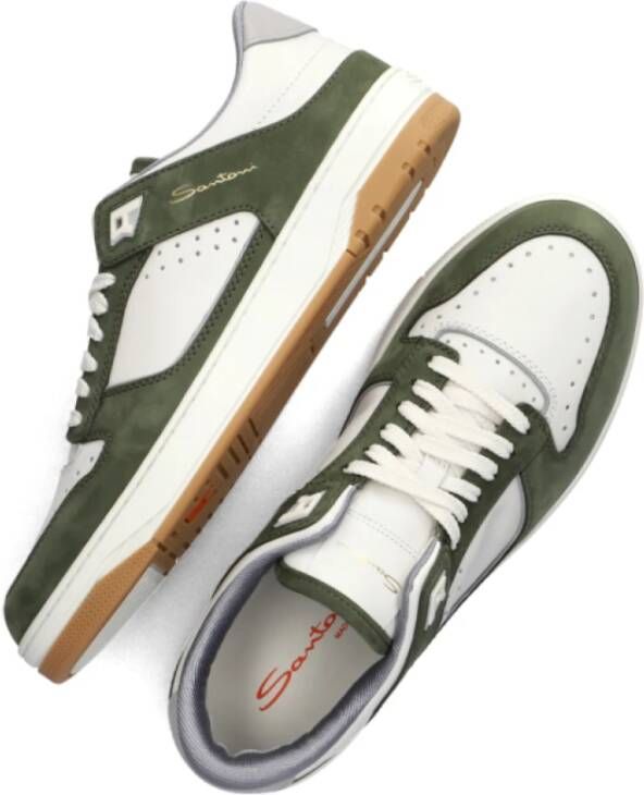 Santoni Groen Wit Sneakers Multicolor Heren