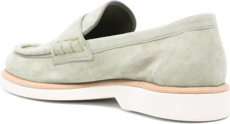 Santoni Groene leren loafers casual platte Green Dames