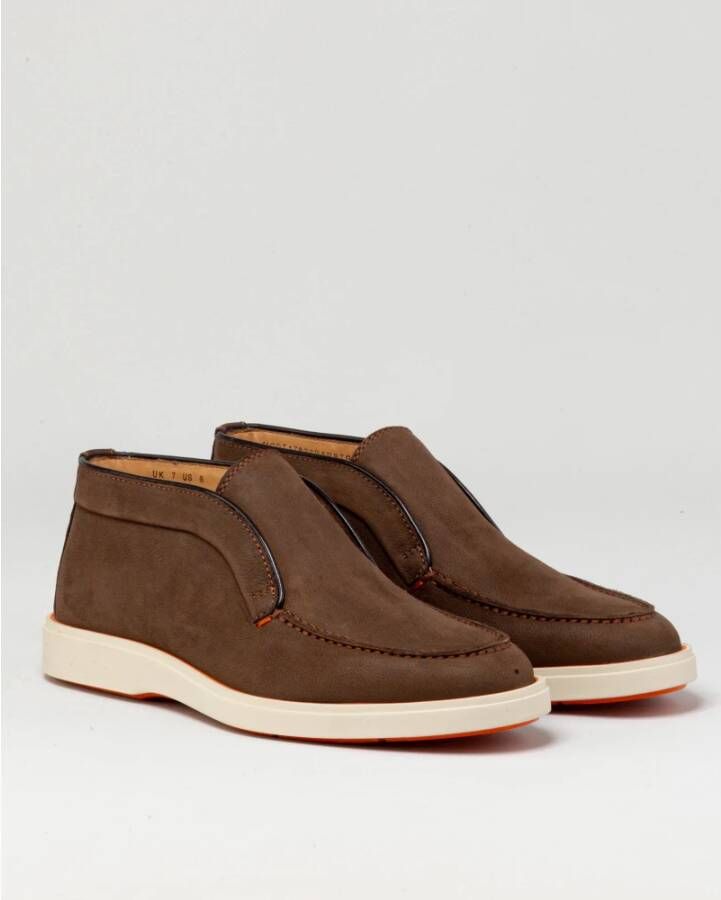 Santoni Handgemaakte leren instaplaars Brown Heren