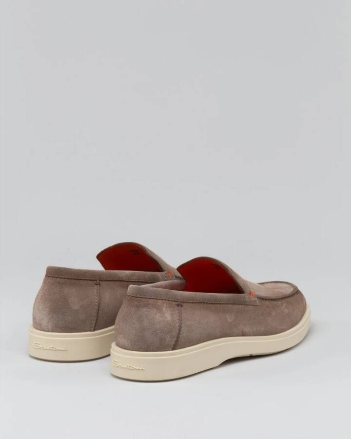 Santoni Handgemaakte Suede Loafer Beige Heren