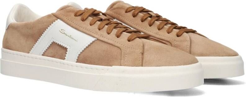 Santoni Heren Lage Top Suède Sneakers Brown Heren