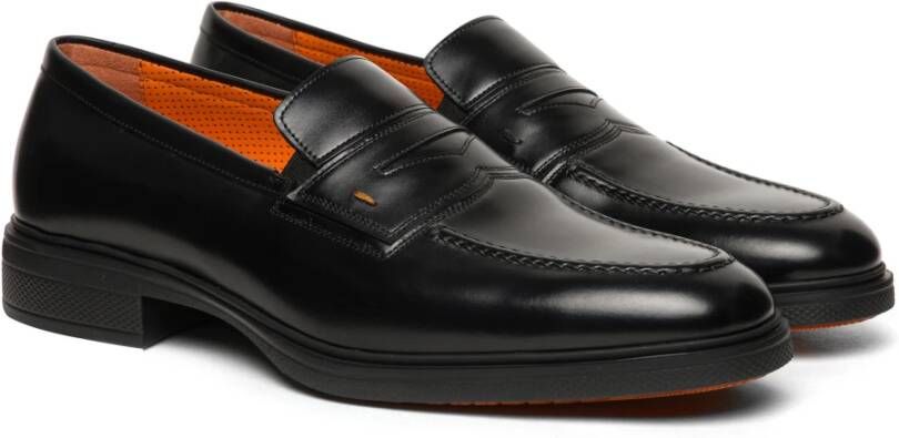 Santoni Heren leren Easy loafer Black Heren