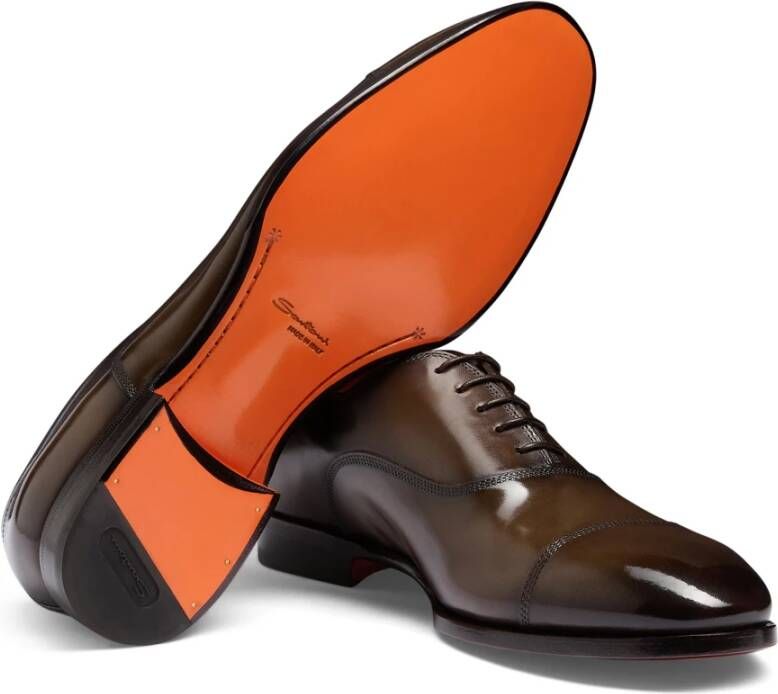 Santoni Heren leren Oxford schoen Brown Heren