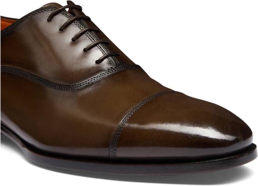 Santoni Heren leren Oxford schoen Brown Heren