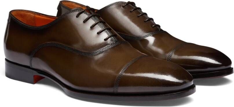 Santoni Heren leren Oxford schoen Brown Heren