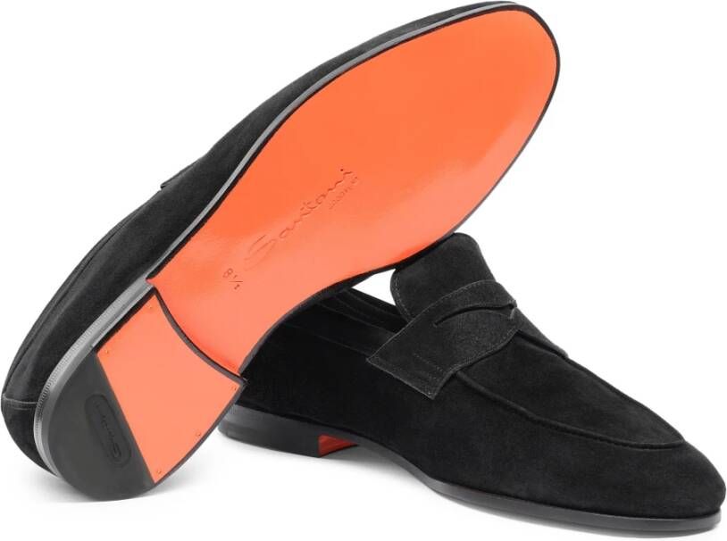 Santoni Heren suède Carlo instapper Black Heren