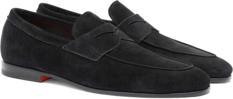 Santoni Heren suède Carlo instapper Black Heren