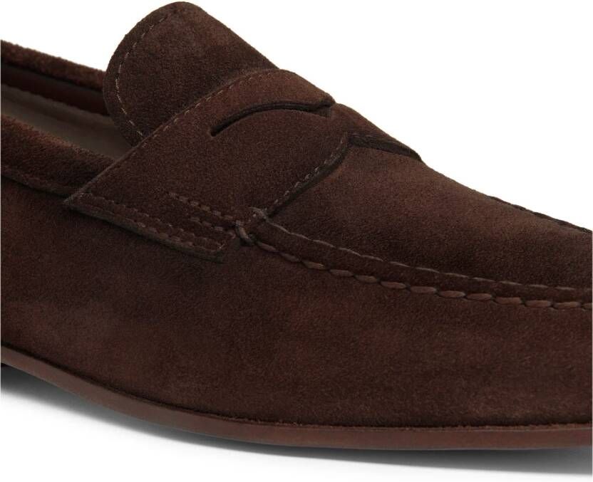 Santoni Heren suède pennyloafer Brown Heren