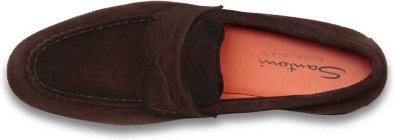 Santoni Heren suède pennyloafer Brown Heren