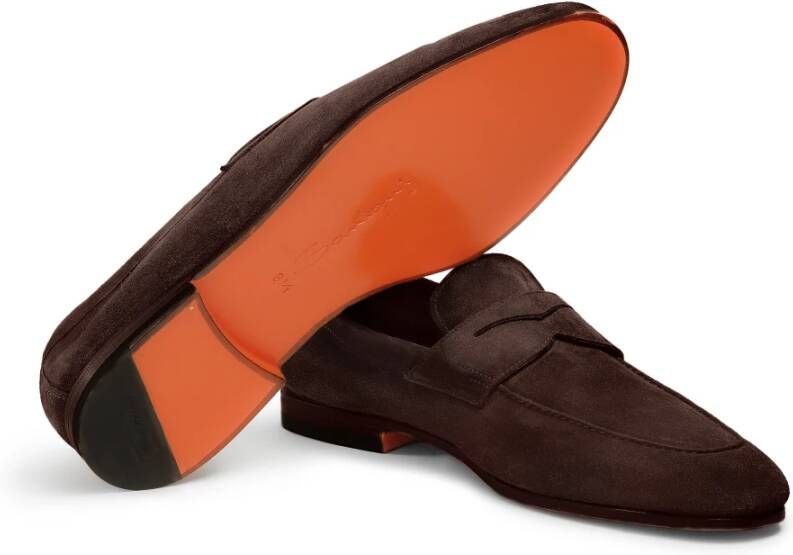 Santoni Heren suède pennyloafer Brown Heren