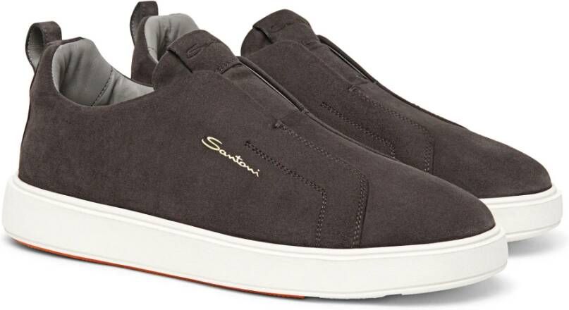 Santoni Heren suède sneaker Gray Heren