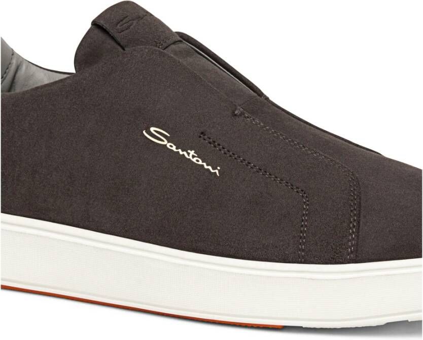 Santoni Heren suède sneaker Gray Heren