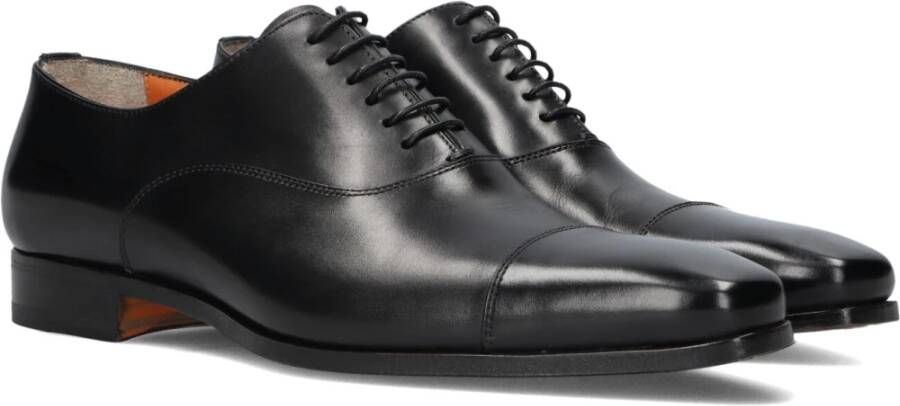 Santoni Heren Veterschoenen Zwart Leer Black Heren