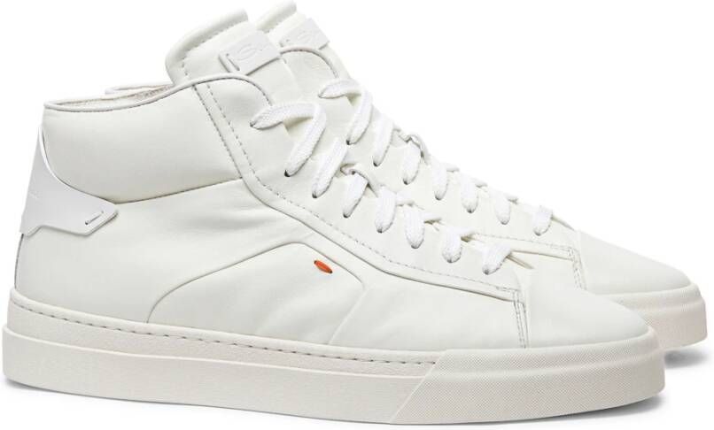 Santoni High Top Leren Sneaker White Heren