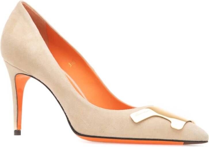 Santoni Hoge Leren Pumps Beige Dames