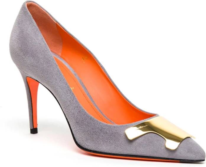 Santoni Hoge Leren Pumps Gray Dames