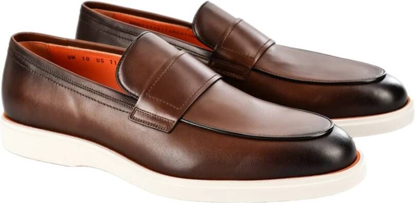 Santoni Italiaanse Leren Decolletes Schoenen Brown Heren