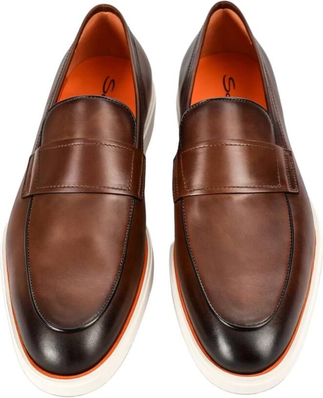 Santoni Italiaanse Leren Decolletes Schoenen Brown Heren