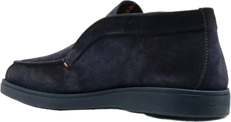 Santoni Italiaanse Leren Enkellaarzen Blue Heren