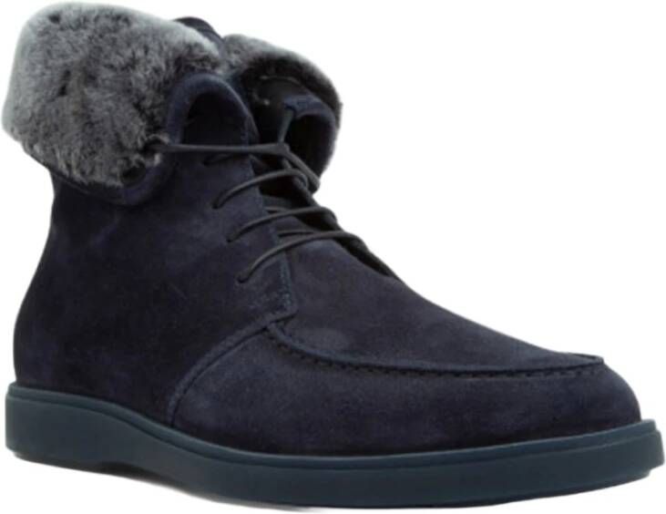 Santoni Italiaanse Leren Enkellaarzen Blue Heren