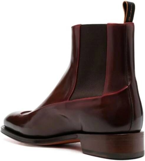 Santoni Italiaanse leren enkellaarzen Brown Heren