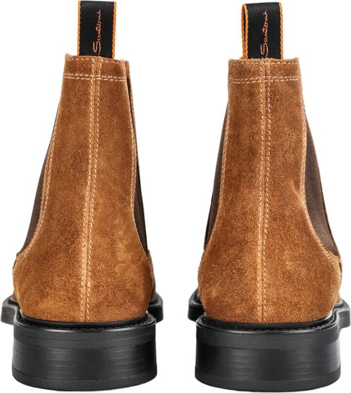 Santoni Italiaanse Leren Enkellaarzen Brown Heren