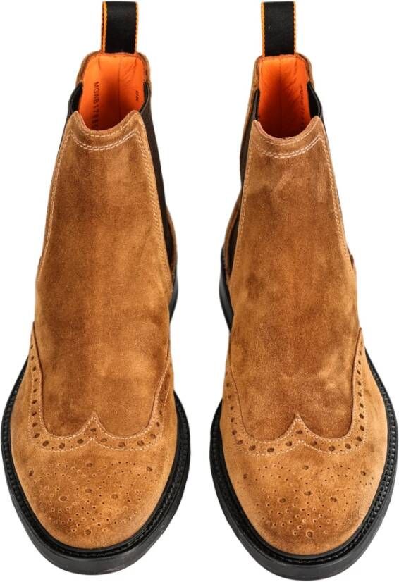 Santoni Italiaanse Leren Enkellaarzen Brown Heren