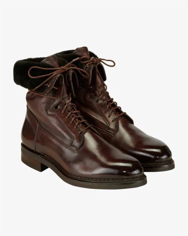 Santoni Italiaanse Leren Enkellaarzen Brown Heren