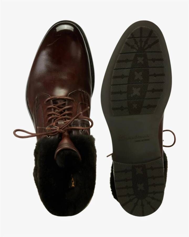 Santoni Italiaanse Leren Enkellaarzen Brown Heren