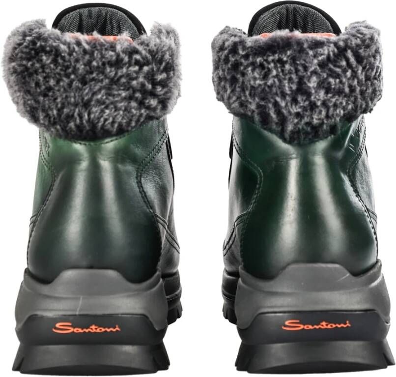 Santoni Italiaanse Leren Enkellaarzen Green Heren