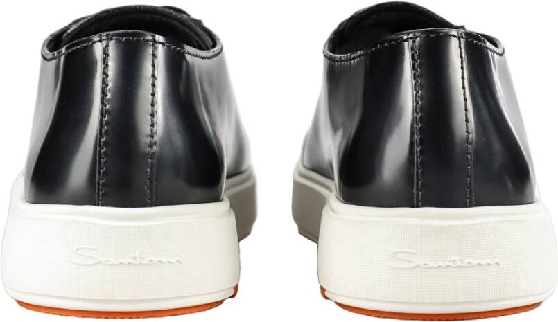 Santoni Italiaanse Leren Sneakers Black Heren