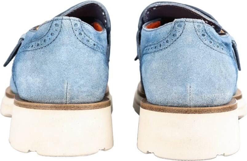 Santoni Italiaanse Leren Veterschoenen Blue Heren