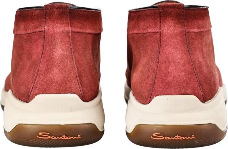 Santoni Italiaanse Leren Veterschoenen Red Heren