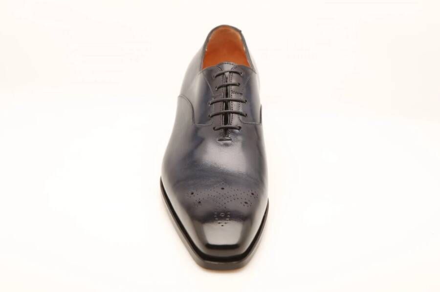 Santoni Klassieke Blauwe Leren Schoenen Blue Heren