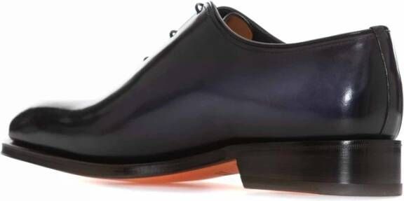 Santoni Klassieke Derby Schoenen van Zwart Leer Blue Heren