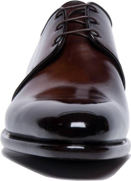 Santoni Klassieke Derby Schoenen van Zwart Leer Brown Heren