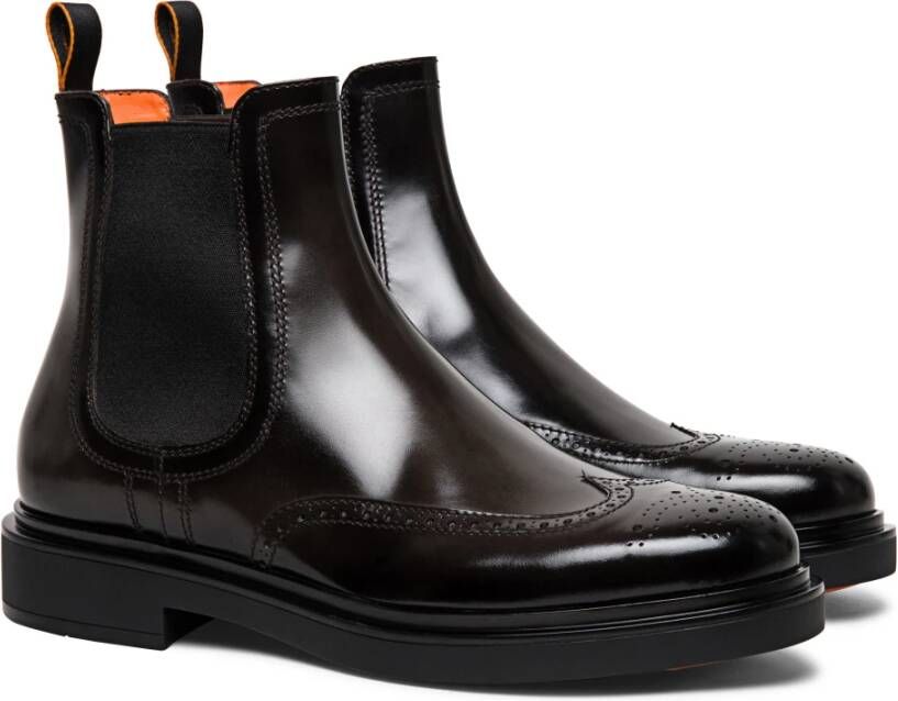 Santoni Klassieke Leren Brogue Chelsea Laars Gray Heren