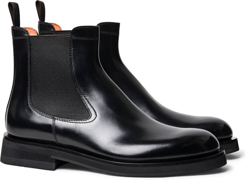 Santoni Klassieke Leren Chelsea Laars Black Heren