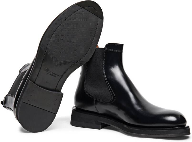 Santoni Klassieke Leren Chelsea Laars Black Heren