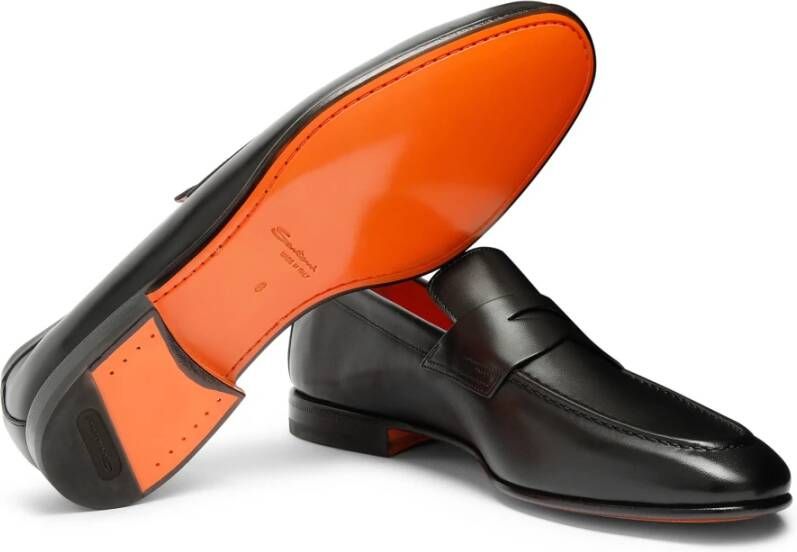 Santoni Klassieke Leren Loafer Black Heren