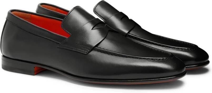 Santoni Klassieke Leren Loafer Black Heren