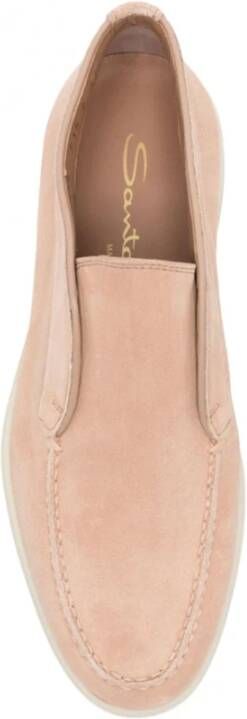 Santoni Klassieke Leren Loafers Beige Dames