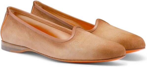 Santoni Klassieke Leren Loafers Beige Dames