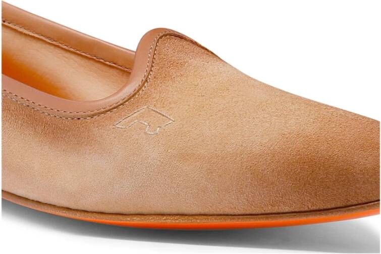 Santoni Klassieke Leren Loafers Beige Dames