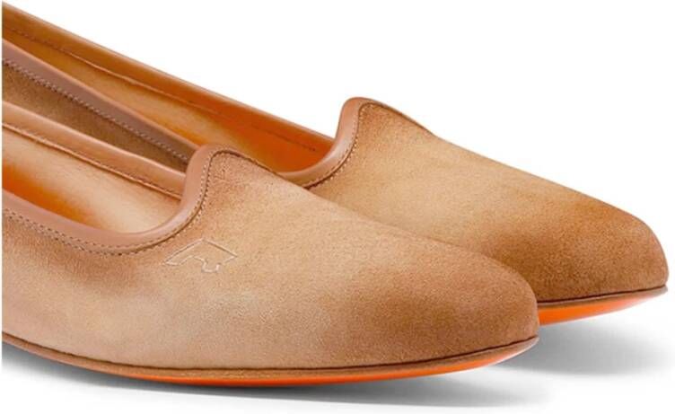 Santoni Klassieke Leren Loafers Beige Dames