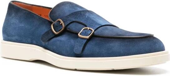 Santoni Klassieke Leren Loafers Blue Heren