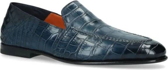 Santoni Klassieke Leren Loafers Blue Heren