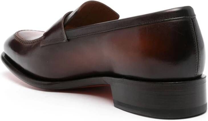 Santoni Klassieke Leren Loafers Brown Heren