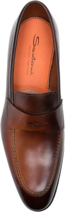 Santoni Klassieke Leren Loafers Brown Heren